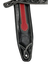 Load image into Gallery viewer, Walker & Williams C-34 Black and Red Double Padded Premium Leather Strap