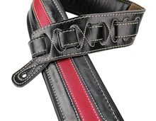 Load image into Gallery viewer, Walker & Williams C-34 Black and Red Double Padded Premium Leather Strap